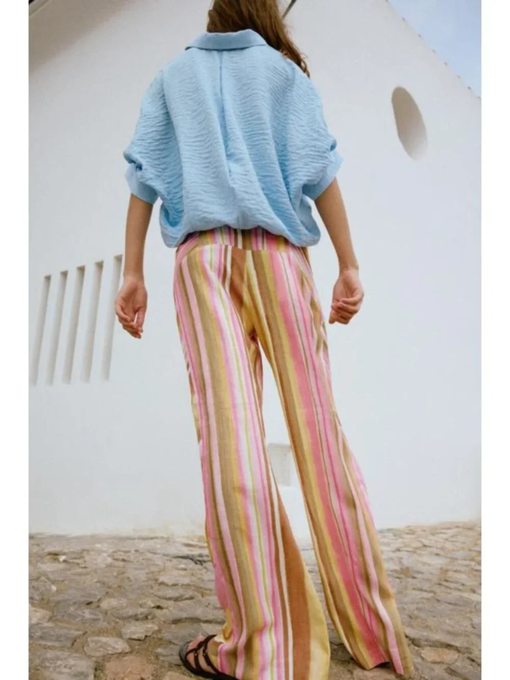 ZARA STRIPED WIDE LEG PANTS